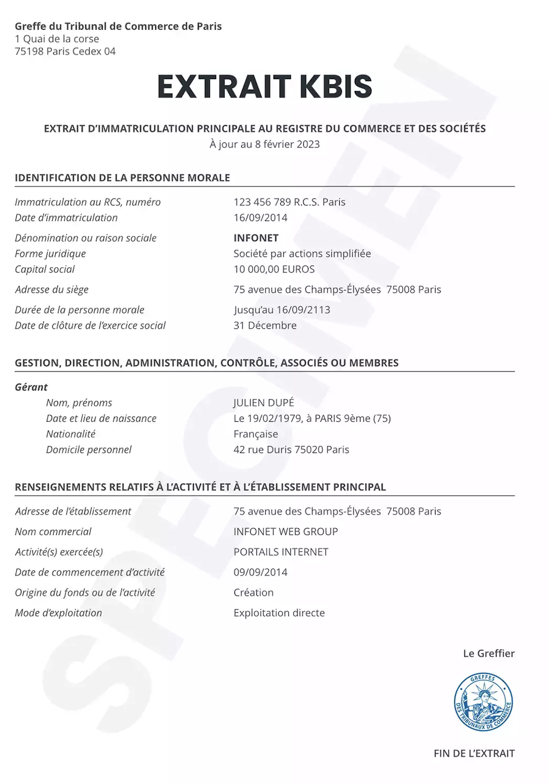 Extrait Kbis OCR API