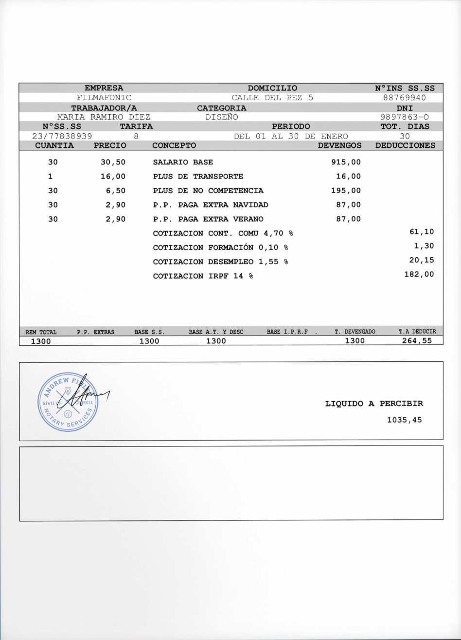 Payslip & pay stub OCR API